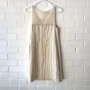 BCBGMaxAzria Tulle Knit Dress Cream Lace